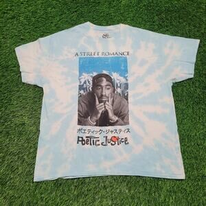 Tupac 2Pac Poetic Justice 1993 Movie T-Shirt Mens XL Blue Tie-Dye Japanese Text